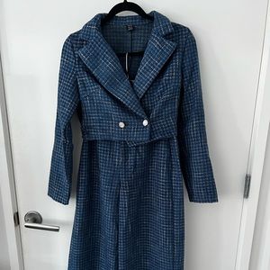Lapel Neck Double Button Blazer & Wide Leg Pants
